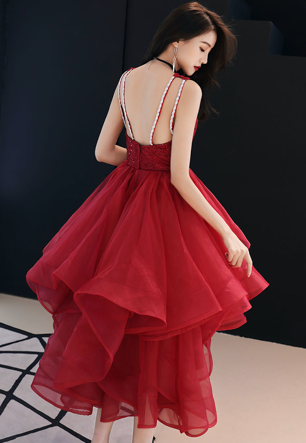 Cute A line round neck tulle short prom dress, homecoming dress  7590