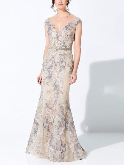 V-neck Lace Mesh Maxi Dress