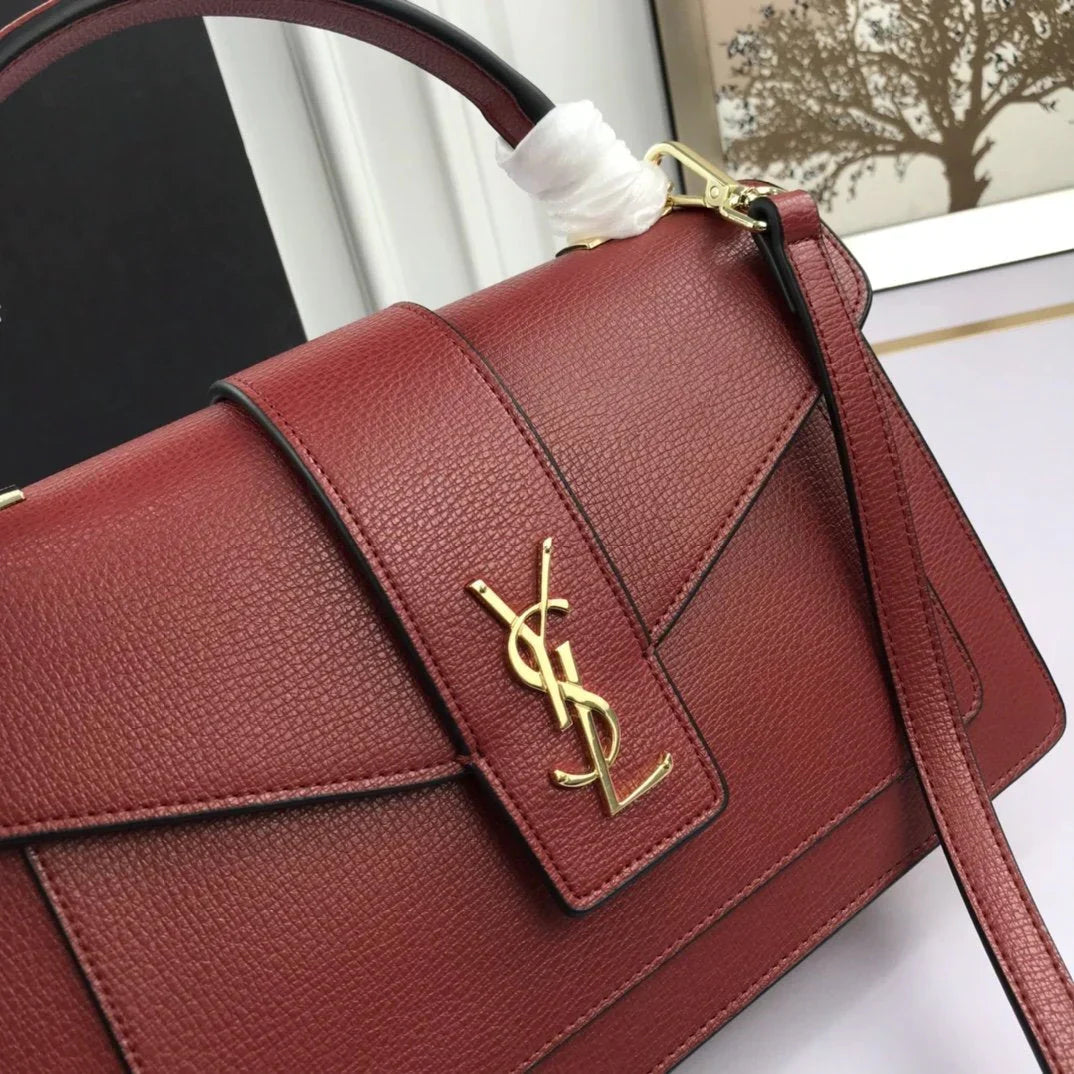 YSL original leather women's shoulder bag in Red