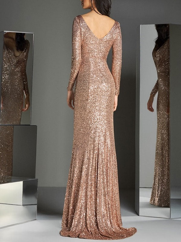 Sequined Elegant Wedding Dance Evening Dress