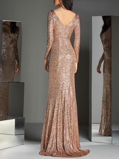 Sequined Elegant Wedding Dance Evening Dress