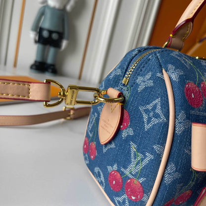 LOUIS VUITTON X TAKASHI MURAKAMI SPEEDY BANDOULIÈRE 20 MONOGRAM DENIM BLUE 20CM