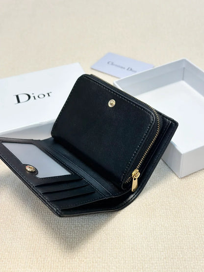 Dior Leather Black Wallet 13.5x9.5x3.5cm