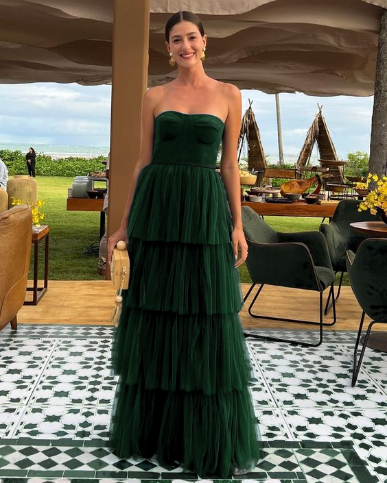 A Line Tulle Long prom dresses evening party dress        cg24929