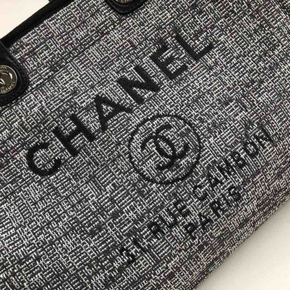 Chanel Deauville Tote Raffia Canvas Bag
