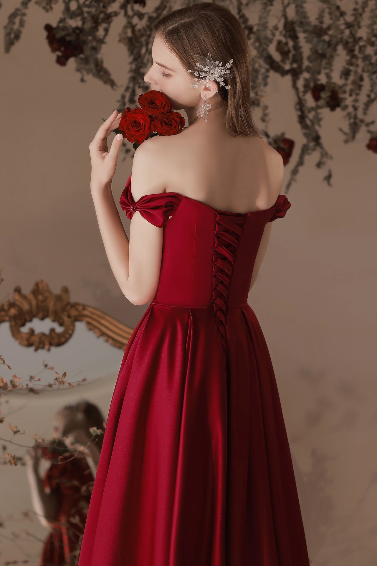 loveedsTM-Wine red evening dress