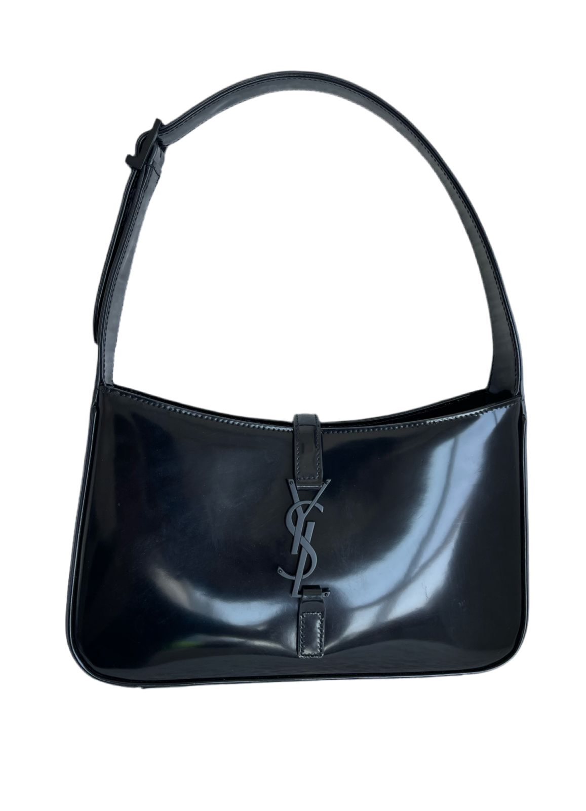 Saint Laurent Black Le 5 A 7 Hobo Patent Leather Bag