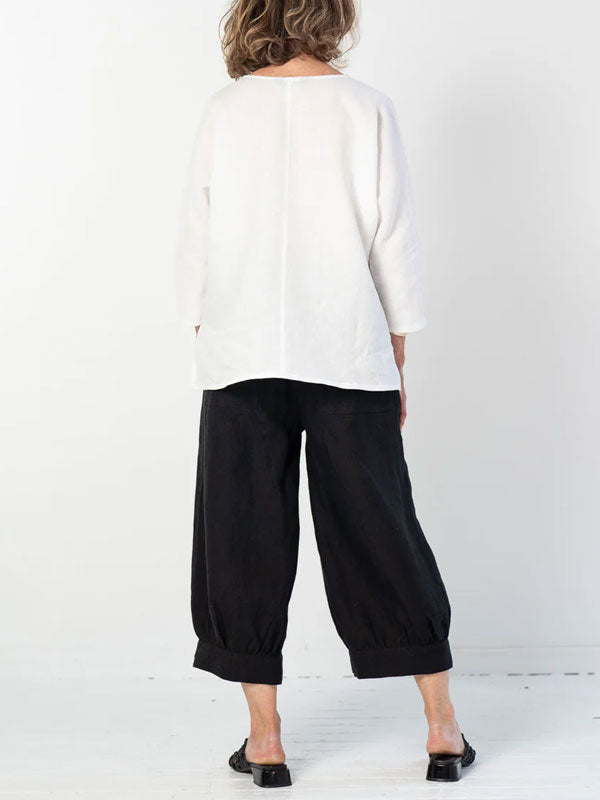 Solid Color Comfortable Cotton and Linen Women's Pants