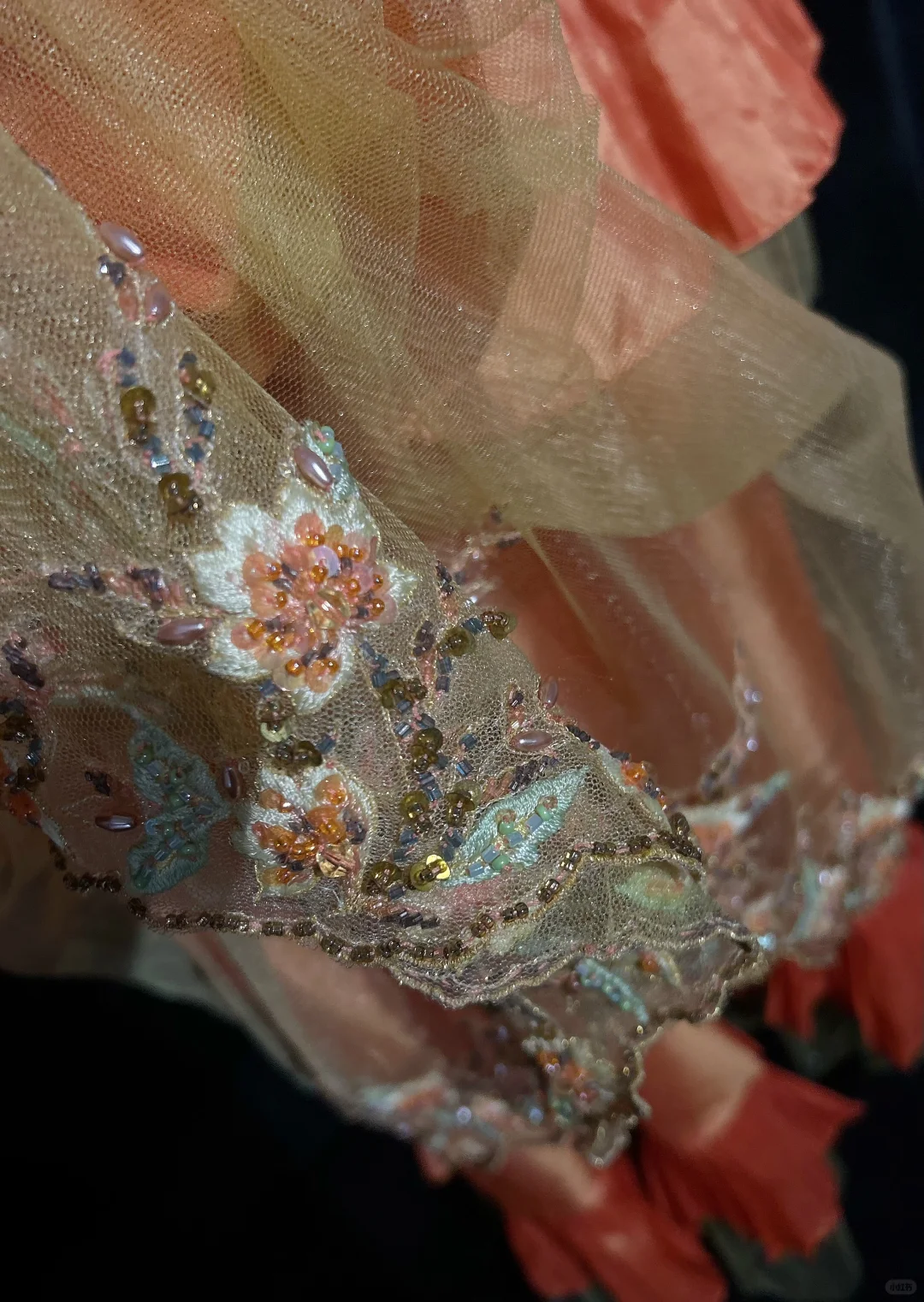 Retro Orange Mermaid Straps Corset Beaded Layered Satin Prom Dress Evening Dress SH3329