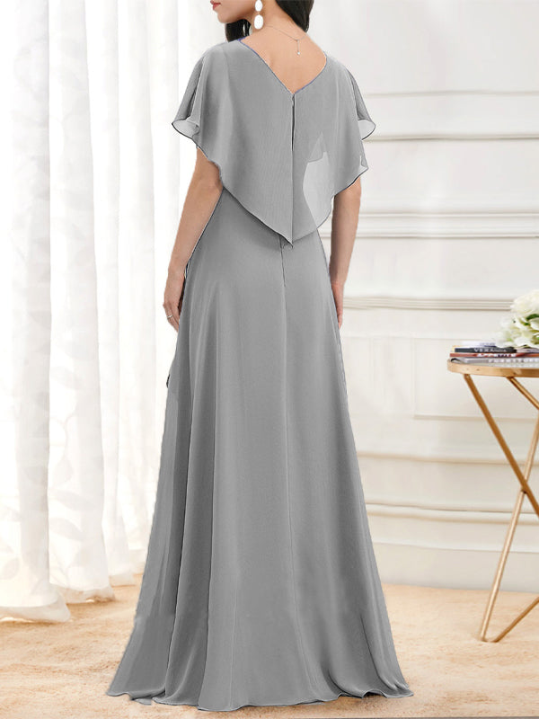 V-Neck Solid Color Long Maxi Dress