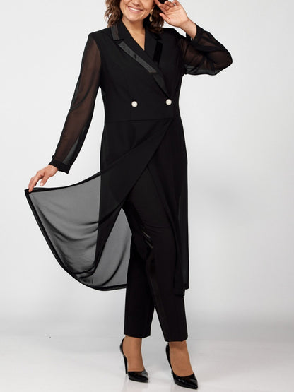 Solid Color Top And Pants Suit