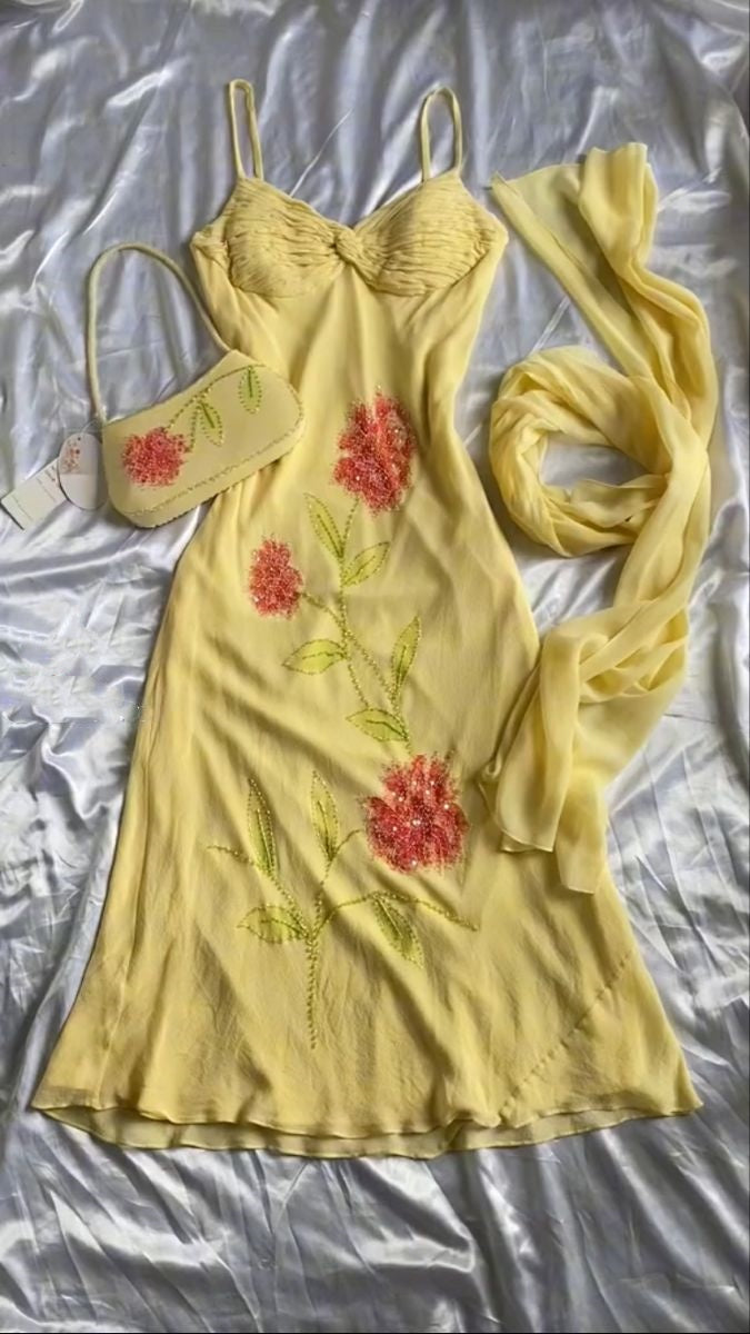 Yellow fashion halter floral beading long elegant chiffon ball gown evening dress gh3285