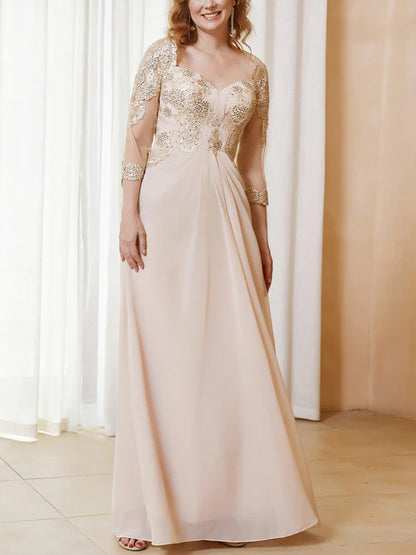 V-neck Lace Solid Color Maxi Dress