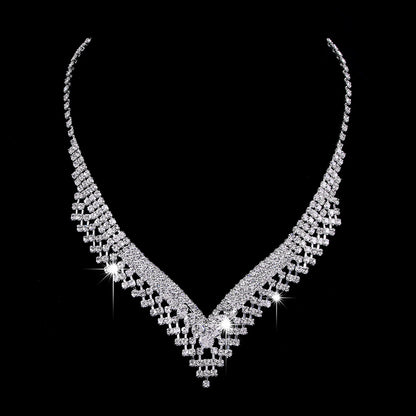 Zircon Necklace Earrings Bridal Wedding Jewelry Set