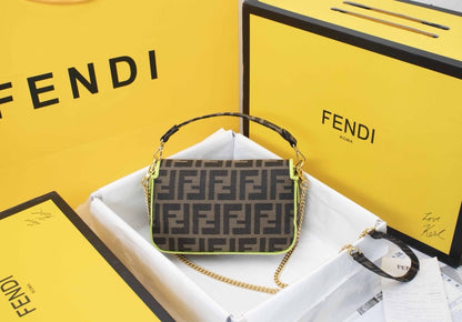 Fendi Baguette Brown Fabric Bag