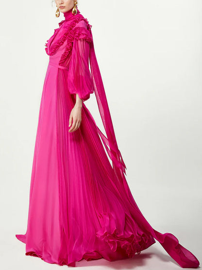 Solid Color Chiffon Maxi Dress