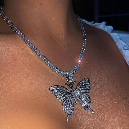 Big butterfly rhinestone necklace