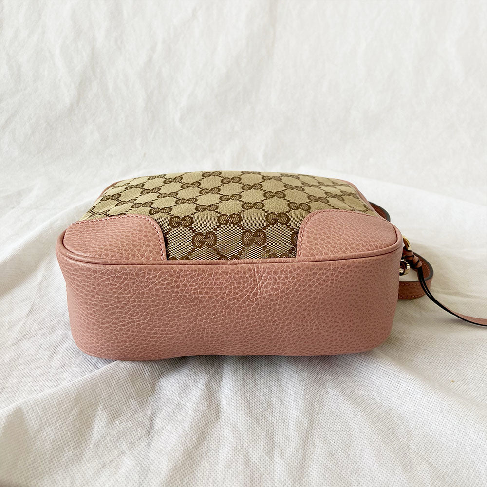 Gucci Bree GG Canvas Leather Mini Messenger Bag Pink