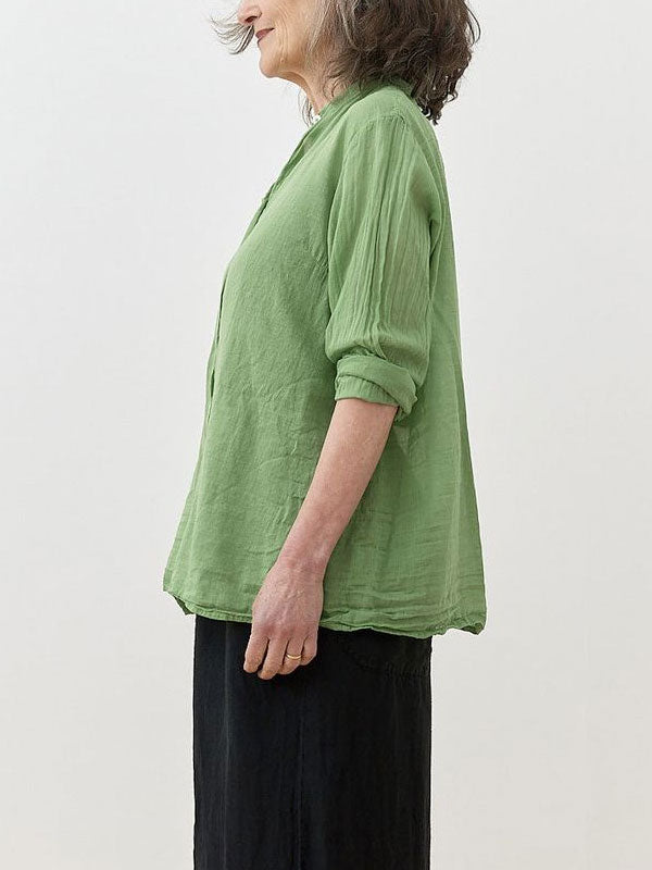 Comfortable and Simple Women's Cotton and Linen Shirt