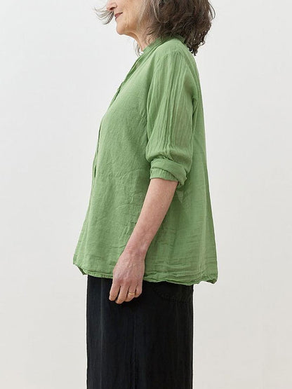 Comfortable and Simple Women's Cotton and Linen Shirt