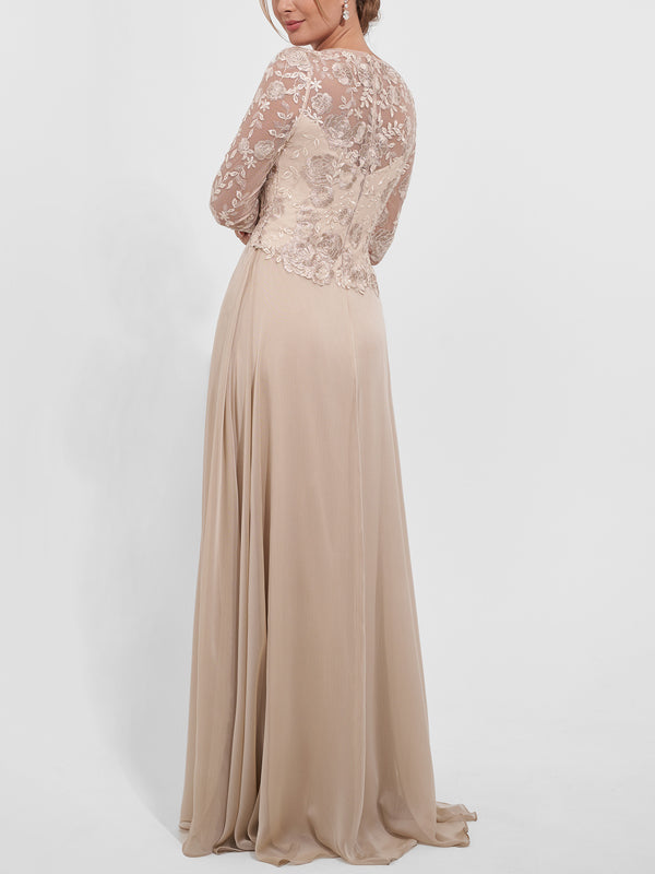 V-neck Lace Solid Color Maxi Dress