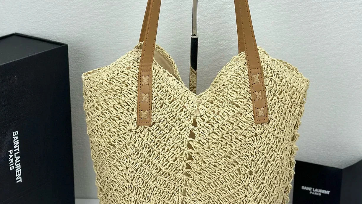 SAINT LAURENT YSL Raffia tote Bag