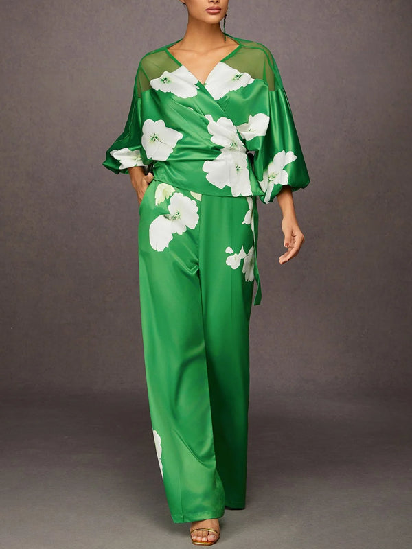 Mesh Splicing Printing Women's Suit