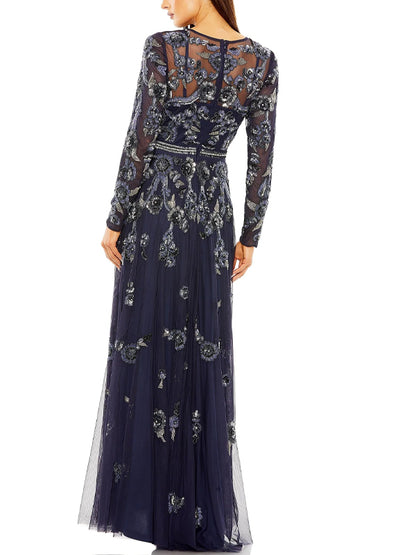 Round Neck Lace Solid Color Maxi Dress