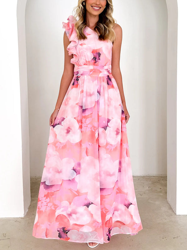 Elegant Chiffon One Shoulder Women's Dress