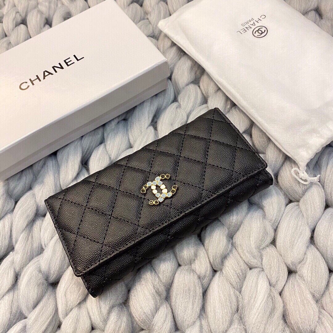 CHANEL 24C BLACK CAVIAR CHAIN WITH CHARMS WOC