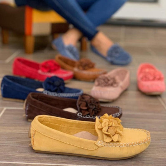 Square toe flat flower beanie shoes