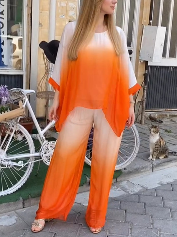 Loose Gradient Chiffon Women's Suit