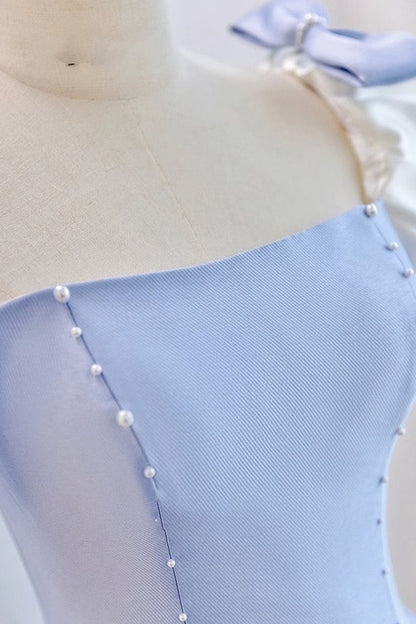 loveedsTM-Runaway Princess blue puff sleeve evening dress