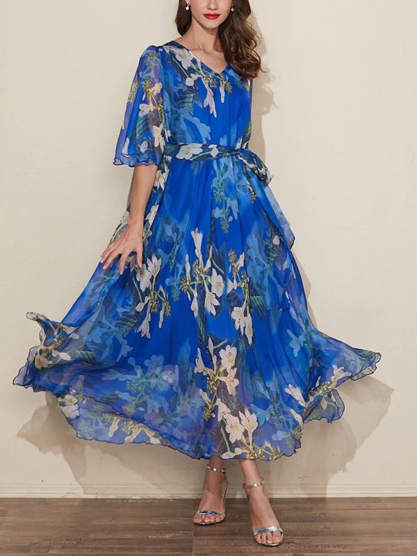 Chiffon Temperament Printed Holiday Women's Dress