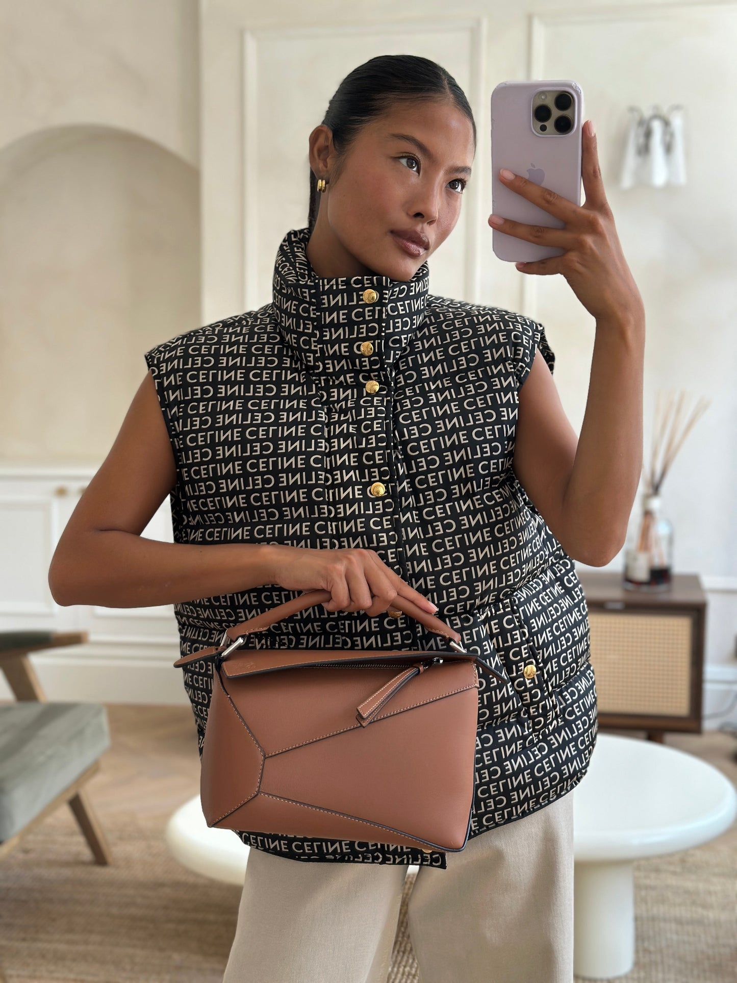 Loewe Small Puzzle Edge Bag in Brown Smooth Calfskin Leather with Silver Hardware RRP £2,700