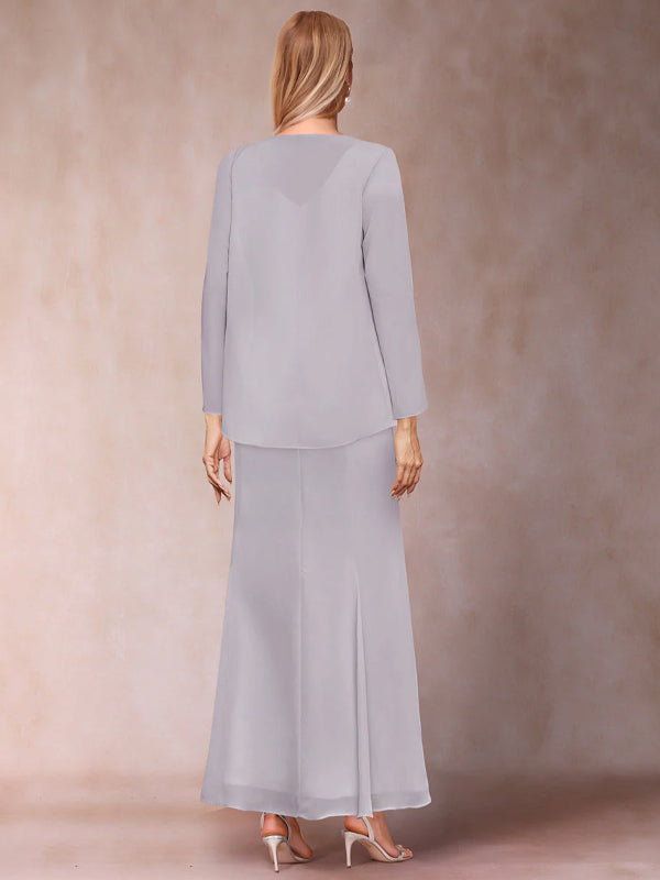 V-neck Sequin Solid Color Dress Top Suit