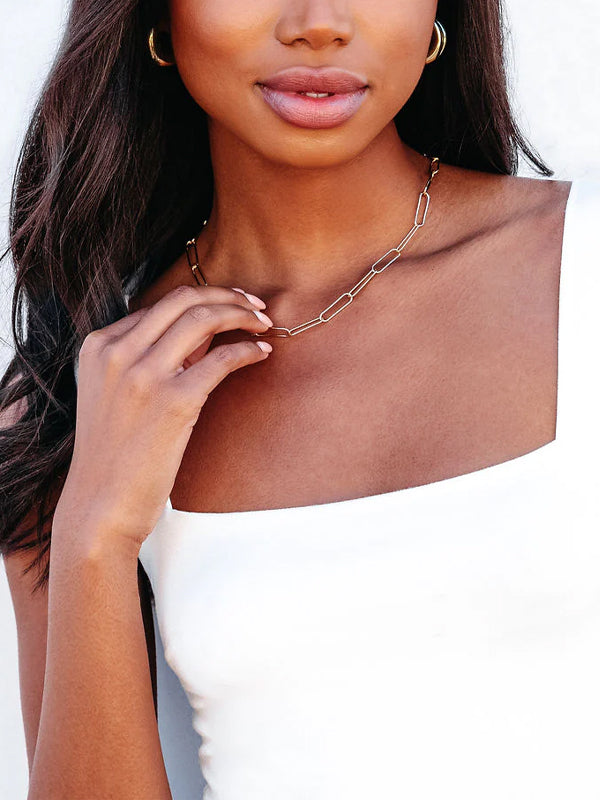 Paper Clip Simple Necklace Clavicle Chain