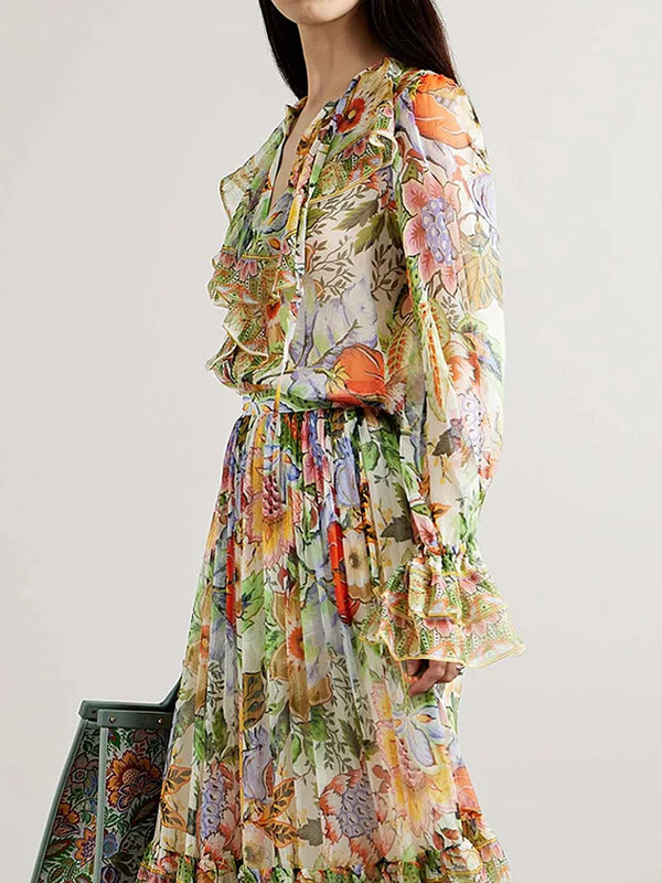 Tiered Silk-crepon Maxi Dress