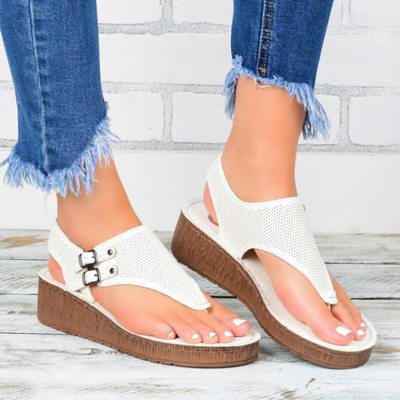 Women's low-heel buckle rubber sandals