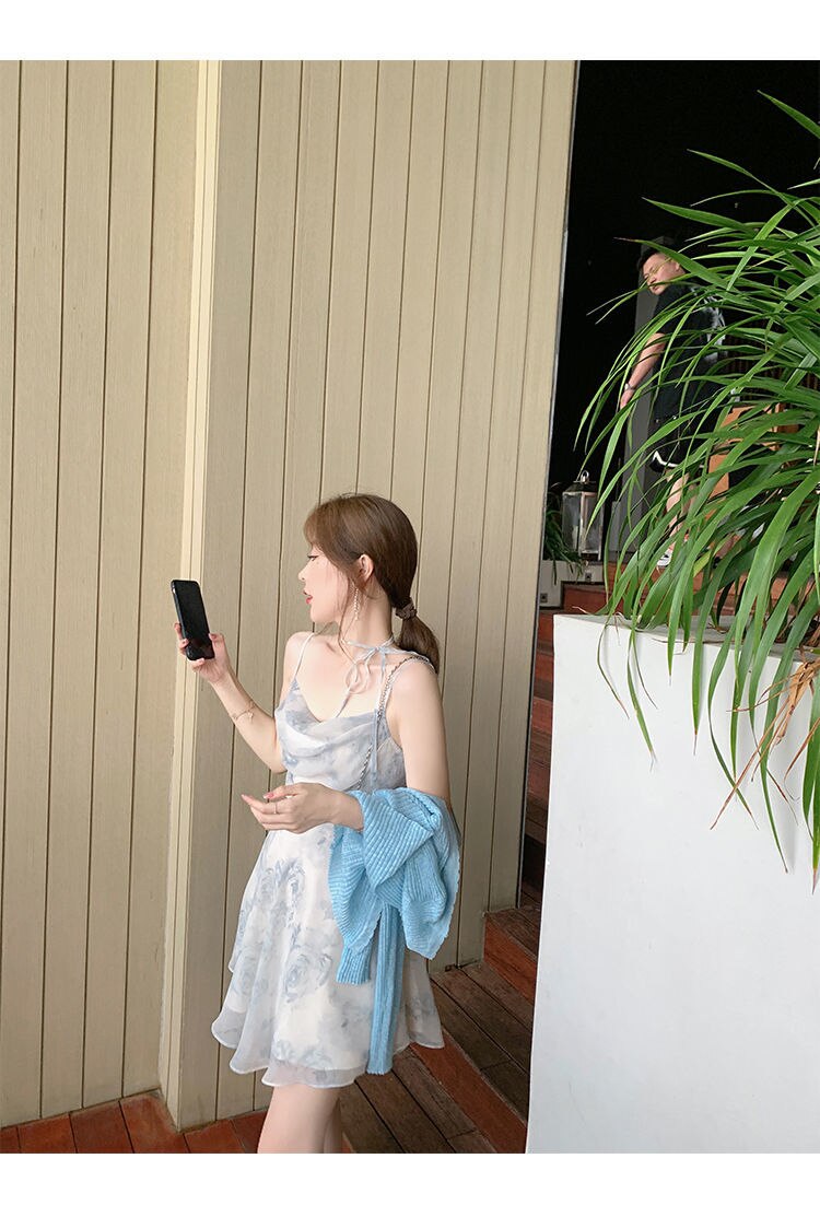 loveedsTM-Summer Party Midi Elegant Dress Women Strap Sexy Design High Wasit Vintage Casual Dress Sleeveless Chiffon Sweet Dress