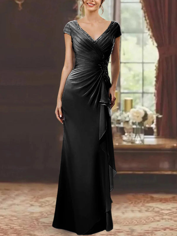Sheath/Column V-Neck Floor-Length Mother of the Bride Dresses