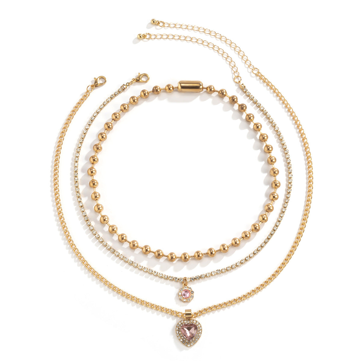 Metal necklace multiple set diamonds