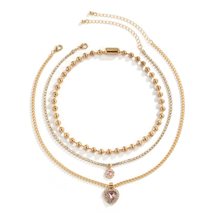 Metal necklace multiple set diamonds