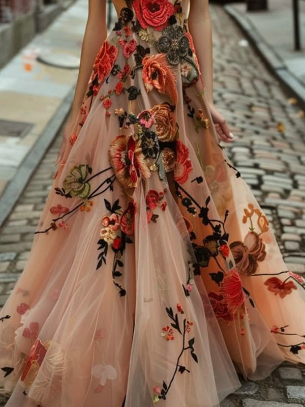 Heavy Designer Applique Ladies Dress
