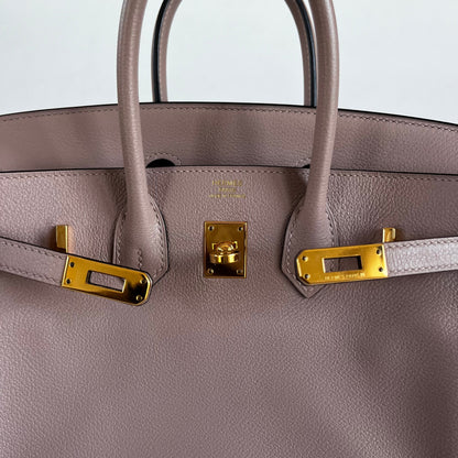 Hermès Glycine Evercolor Leather Gold Hardware Birkin 25 Bag