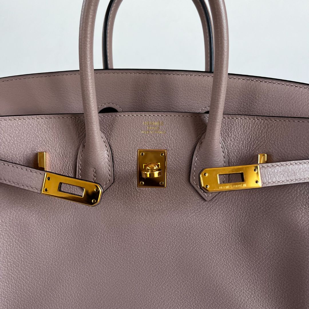 Hermès Glycine Evercolor Leather Gold Hardware Birkin 25 Bag