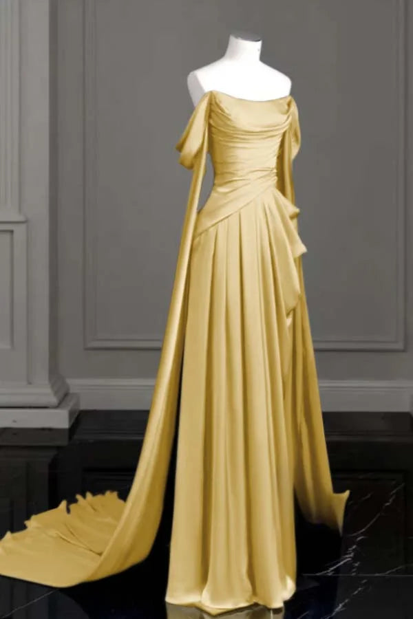 Elegant Purple Satin Prom Dress, Draped Bodice Formal Party Dress SH2500
