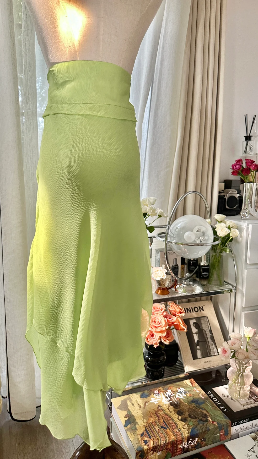 Light Green Shiny Fashion Elegant Exquisite Beading Long Chiffon Fairy Ball Gown Evening Dress Birthday/Wedding Guest/Holiday Party Dress Prom Dress Valentine's Day Date Dress gh4038