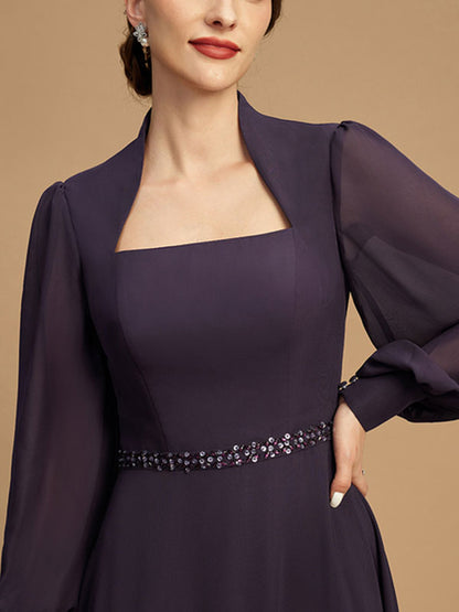 Ankle-Length Chiffon Mother of the Bride Dress With Beading Sequins