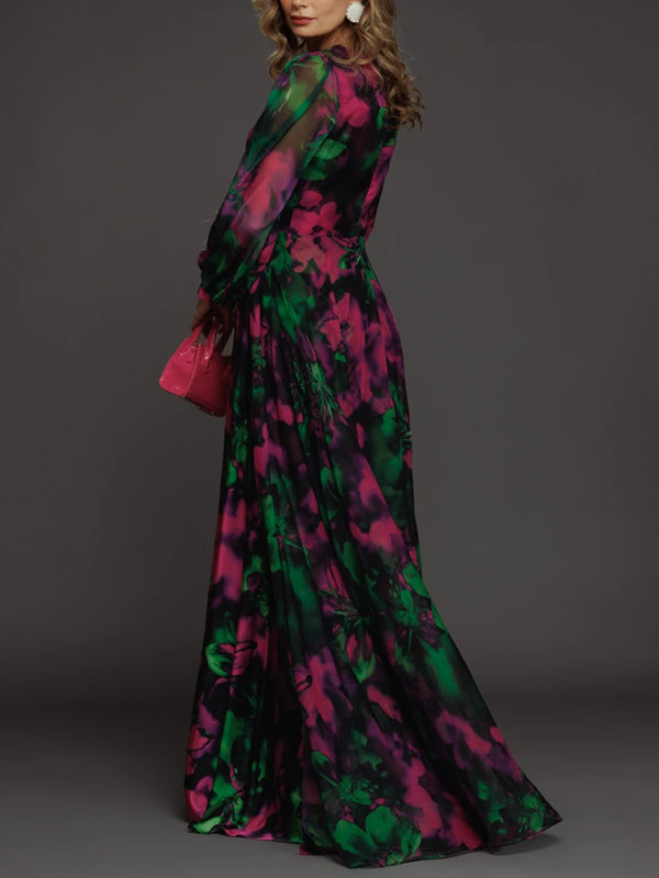 Temperament Floral Elegant Chiffon Ladies Dress